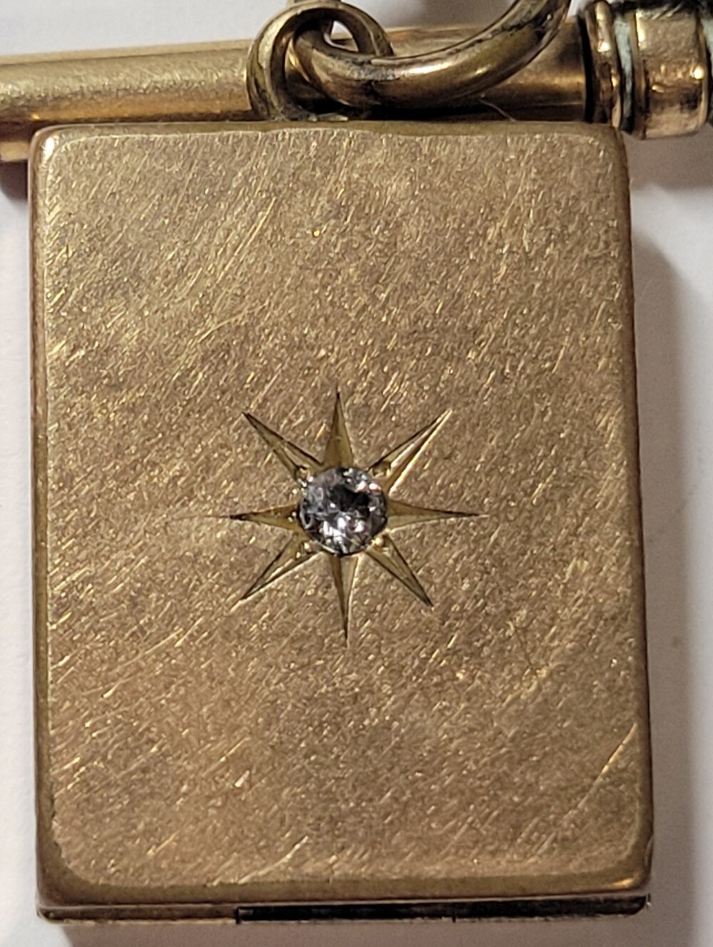 Vintage Gold-tone Starburst Locket Tie Bar Necklace And Watch Fob